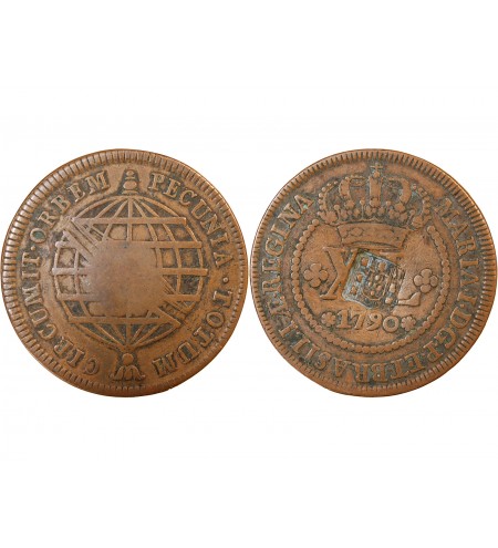 BRESIL, MARIA I - 80 REIS CONTREMARQUE SUR 40 REIS 1790