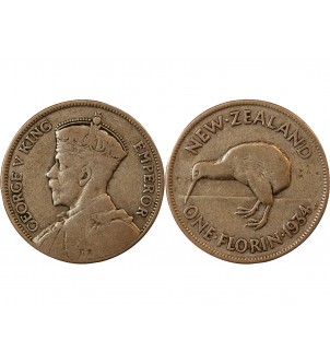 NOUVELLE-ZELANDE, GEORGES V - FLORIN ARGENT 1934 2