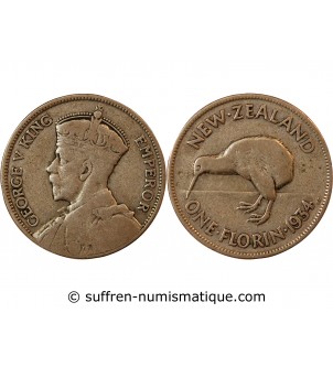 NOUVELLE-ZELANDE, GEORGES V - FLORIN ARGENT 1934