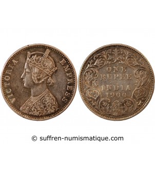 INDE, VICTORIA - RUPEE ARGENT 1900 C CALCUTTA