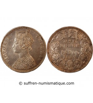 INDE, VICTORIA - RUPEE ARGENT 1887 C CALCUTTA