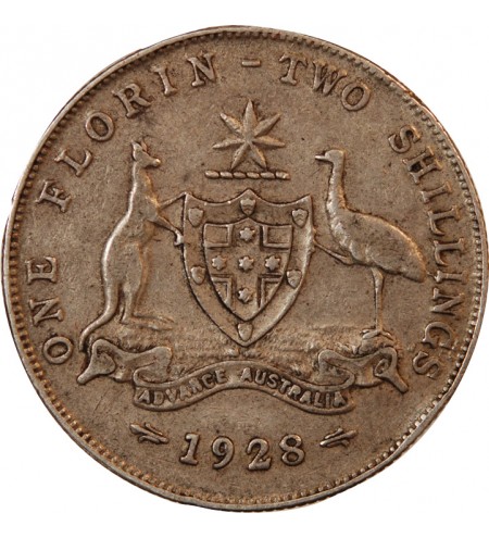AUSTRALIE, GEORGES V - FLORIN ARGENT 1928