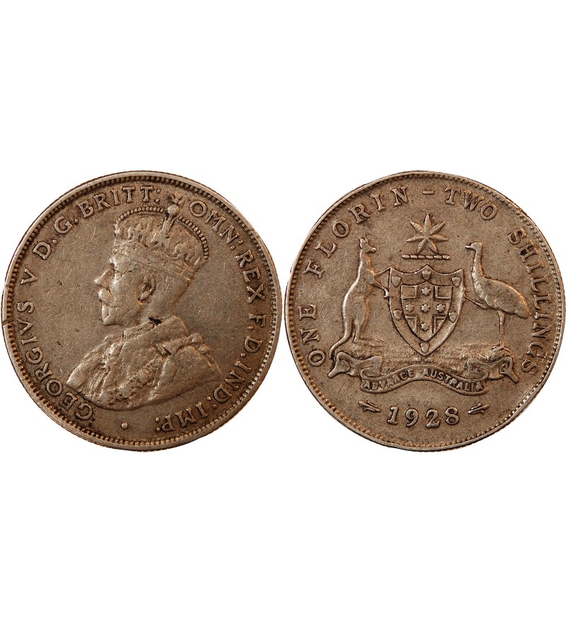 AUSTRALIE, GEORGES V - FLORIN ARGENT 1928
