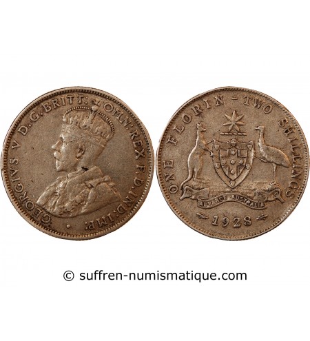AUSTRALIE, GEORGES V - FLORIN ARGENT 1928