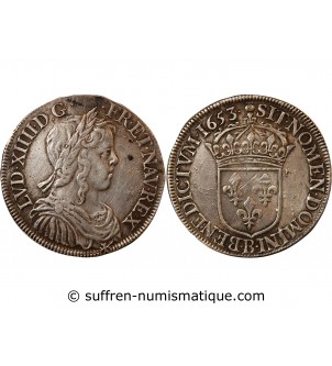 LOUIS XIV - 1/2 ECU ARGENT A LA MECHE LONGUE 1653 B ROUEN