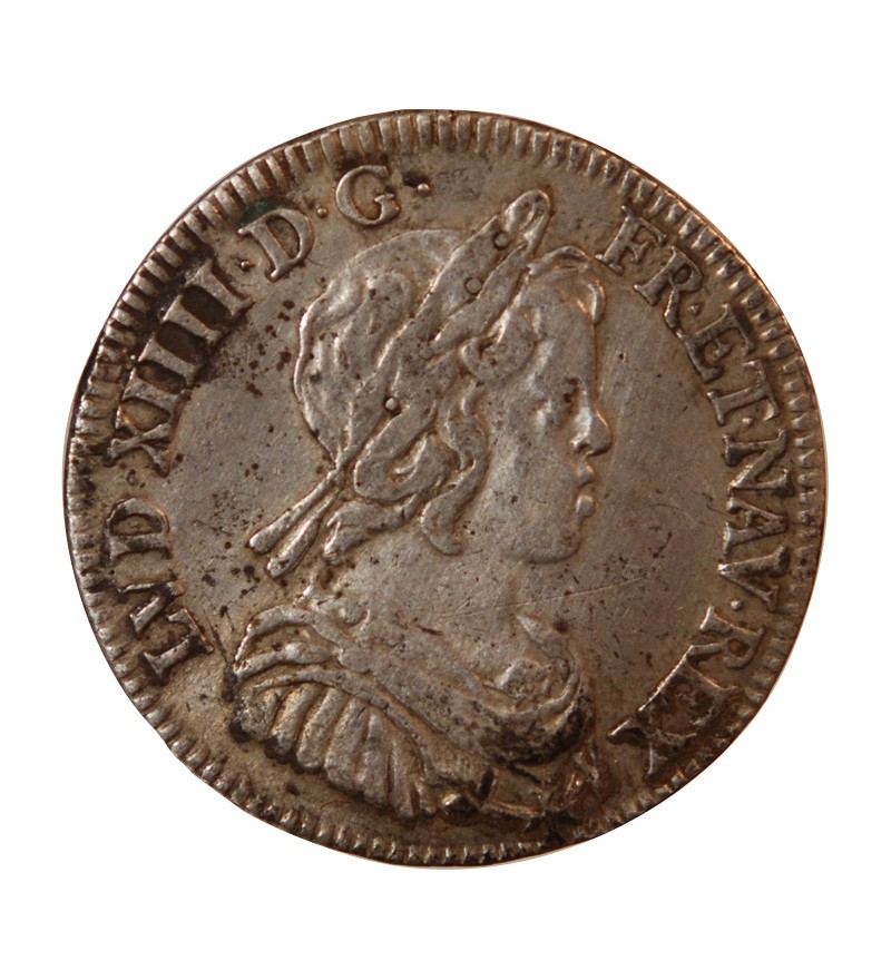 LOUIS XIV﻿ - 1/4 ECU A LA MÈCHE COURTE 1644 PARIS