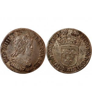 LOUIS XIV﻿ - 1/4 ECU A LA MÈCHE COURTE 1644 PARIS 2