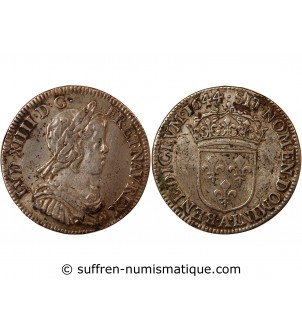 LOUIS XIV﻿ - 1/4 ECU A LA MÈCHE COURTE 1644 PARIS