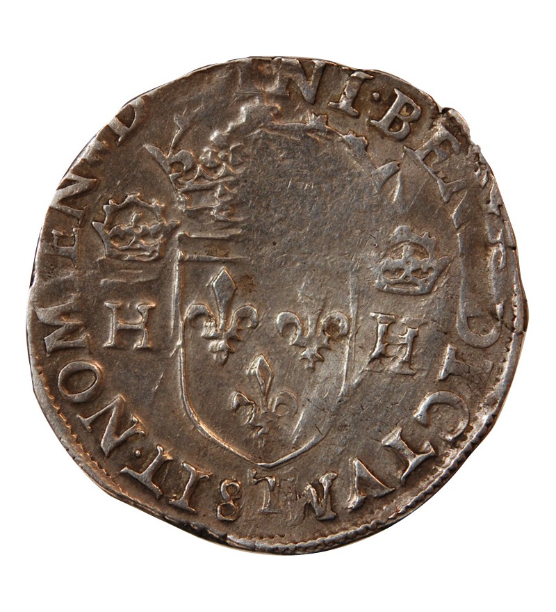 HENRI III - TESTON ARGENT 1575 T NANTES - Date à l'avers