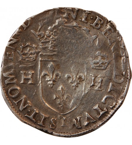 HENRI III - TESTON ARGENT 1575 T NANTES - Date à l'avers