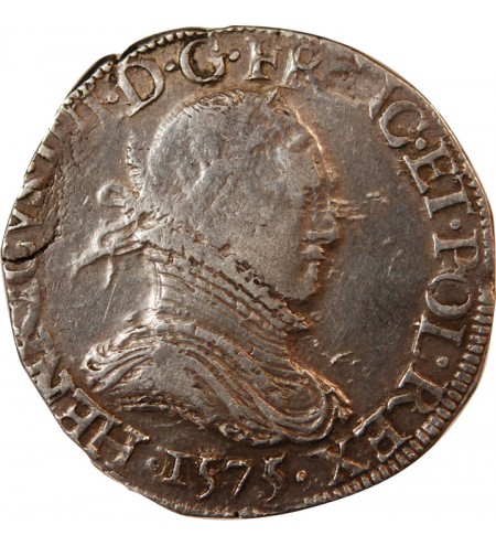 HENRI III - TESTON ARGENT 1575 T NANTES - Date à l'avers