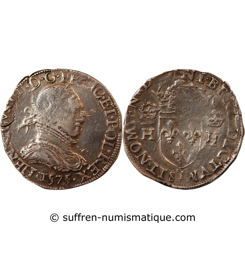 HENRI III - TESTON ARGENT 1575 T NANTES - Date à l'avers