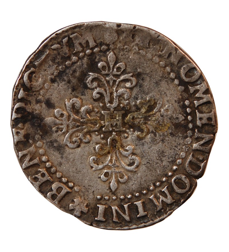 HENRI III - 1/2 FRANC AU COL PLAT 1576 T NANTES