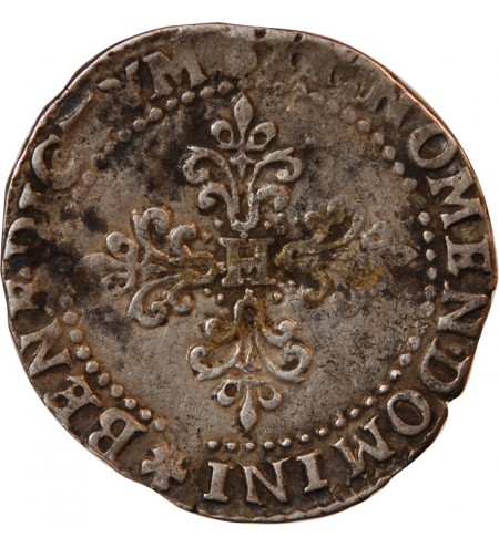 HENRI III - 1/2 FRANC AU COL PLAT 1576 T NANTES