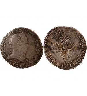 HENRI III - 1/2 FRANC AU COL PLAT 1576 T NANTES 2