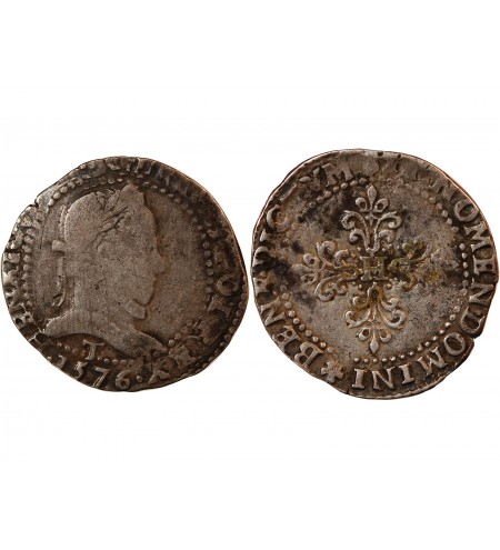 HENRI III - 1/2 FRANC AU COL PLAT 1576 T NANTES
