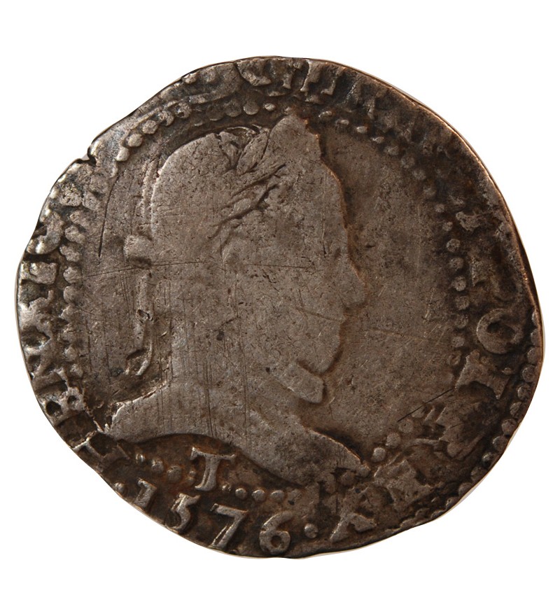 HENRI III - 1/2 FRANC AU COL PLAT 1576 T NANTES