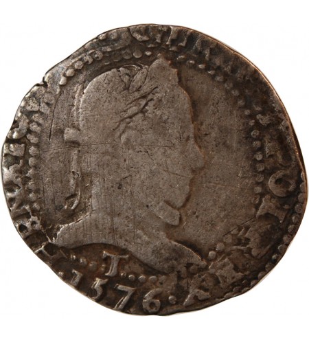 HENRI III - 1/2 FRANC AU COL PLAT 1576 T NANTES