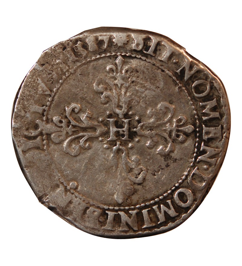 HENRI III - 1/2 FRANC AU COL PLAT 1587 T NANTES