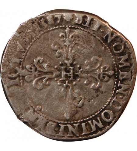 HENRI III - 1/2 FRANC AU COL PLAT 1587 T NANTES