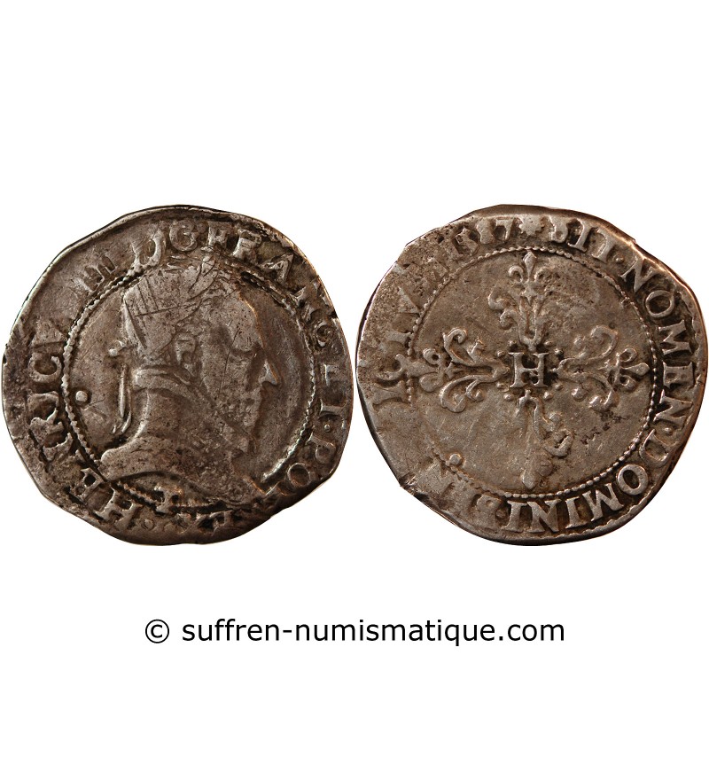 HENRI III - 1/2 FRANC AU COL PLAT 1587 T NANTES