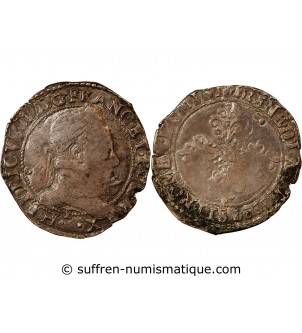 HENRI III - 1/2 FRANC AU COL PLAT 1587 T NANTES
