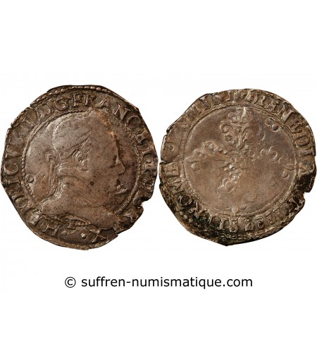 HENRI III - 1/2 FRANC AU COL PLAT 1587 T NANTES