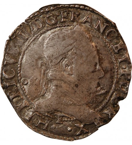 HENRI III - 1/2 FRANC AU COL PLAT 1587 T NANTES