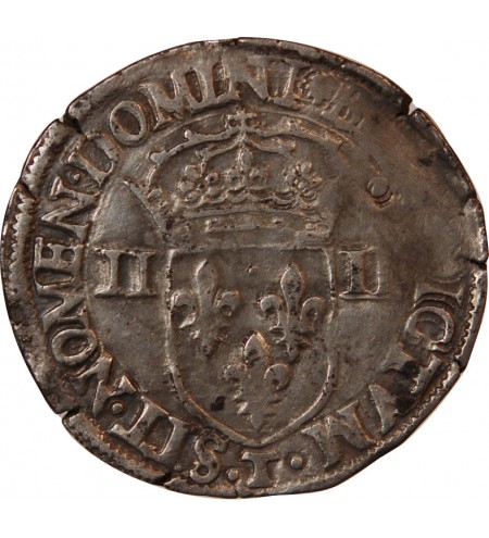 HENRI III - 1/4 ECU ARGENT 1589 T NANTES