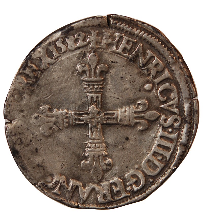 HENRI III - 1/4 ECU ARGENT 1589 T NANTES