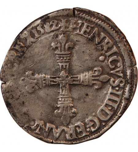 HENRI III - 1/4 ECU ARGENT 1589 T NANTES