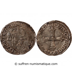 HENRI III - 1/4 ECU ARGENT 1589 T NANTES