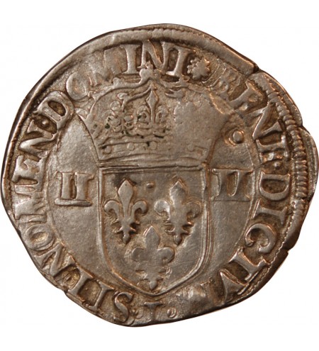 HENRI III - 1/4 ECU ARGENT 1586 T NANTES