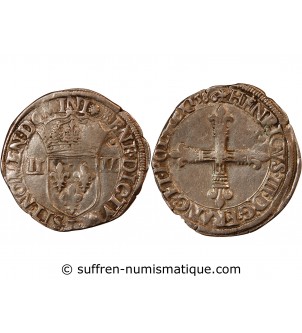 HENRI III - 1/4 ECU ARGENT 1586 T NANTES