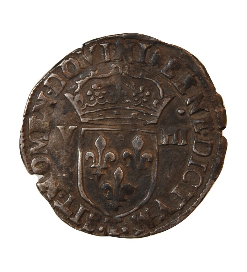HENRI III - 1/8 ECU ARGENT 1588 T NANTES