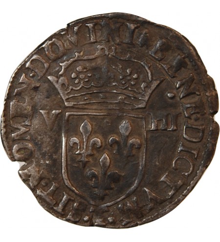 HENRI III - 1/8 ECU ARGENT 1588 T NANTES