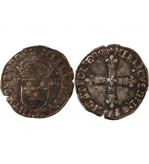 HENRI III - 1/8 ECU ARGENT 1588 T NANTES 2