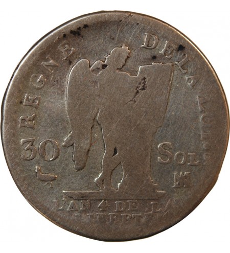 LOUIS XVI CONSTITUTION - 30 SOLS 1792 MA MARSEILLE