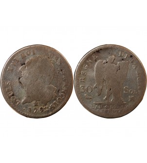 LOUIS XVI CONSTITUTION - 30 SOLS 1792 MA MARSEILLE 2