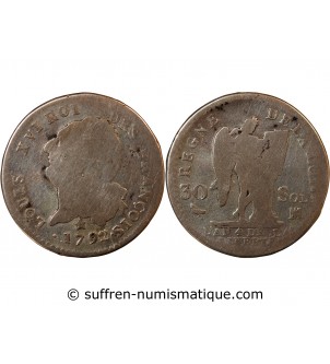 LOUIS XVI CONSTITUTION - 30 SOLS 1792 MA MARSEILLE