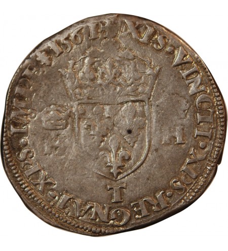 CHARLES IX, AU NOM D'HENRI II ﻿- TESTON DU DAUPHINE 1561 Z GRENOBLE﻿