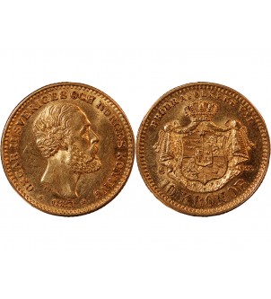 SUÈDE, OSCAR II - 10 KRONER OR 1883 2