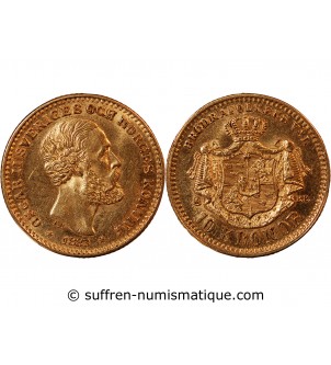 SUÈDE, OSCAR II - 10 KRONER OR 1883
