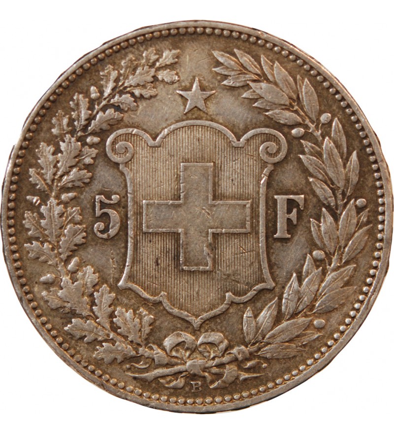 SUISSE - 5 FRANCS ARGENT 1908 B BERNE