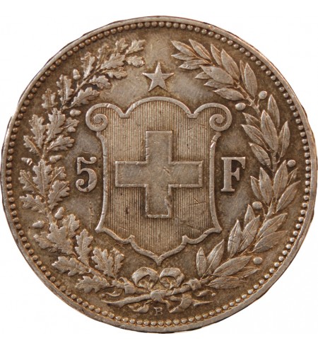 SUISSE - 5 FRANCS ARGENT 1908 B BERNE