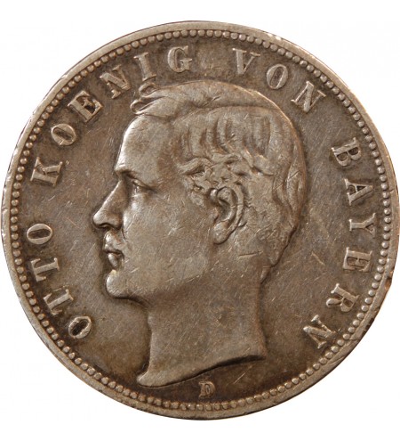 ALLEMAGNE, BAVIÈRE, OTTO - 5 MARK ARGENT 1899 D MUNICH