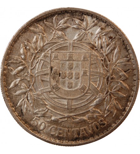 PORTUGAL - 50 CENTAVOS ARGENT 1913