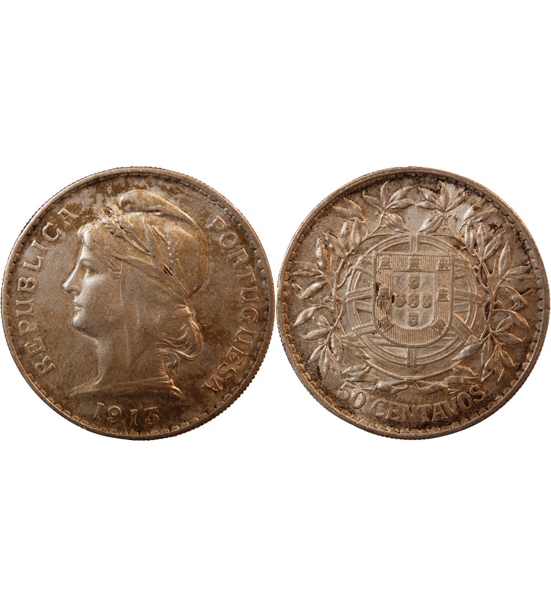 PORTUGAL - 50 CENTAVOS ARGENT 1913