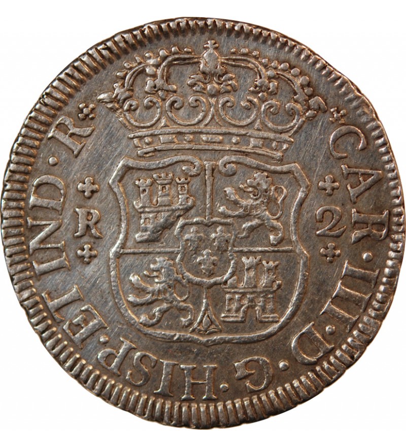 MEXIQUE, CHARLES III - 2 REALES ARGENT 1763 Mo