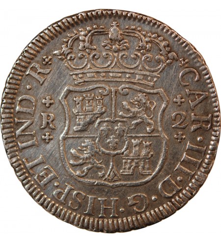 MEXIQUE, CHARLES III - 2 REALES ARGENT 1763 Mo